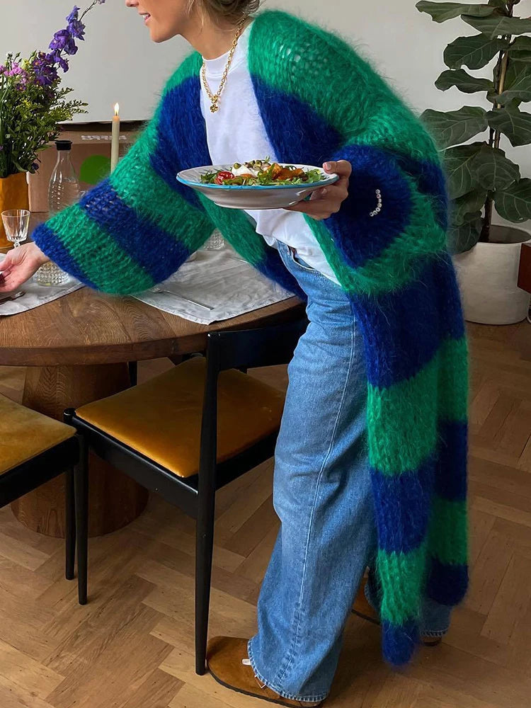 Cardigan lungo lavorato a maglia casual