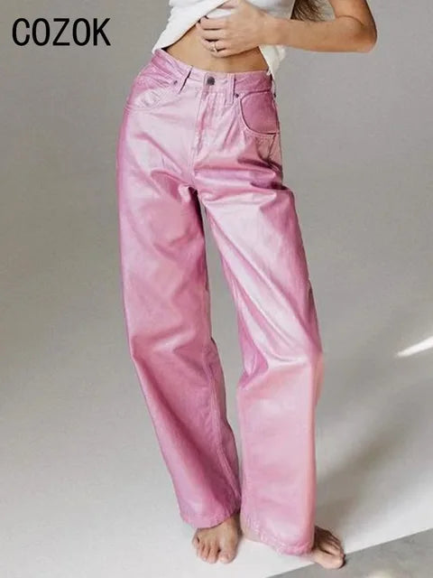 denim metalizzati gamba larga