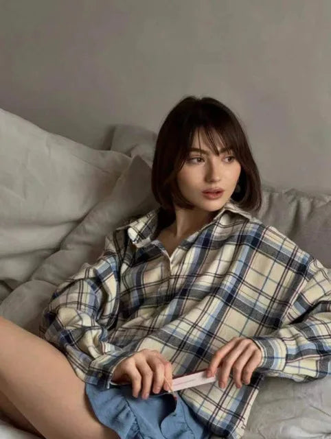 camicia a quadri oversize