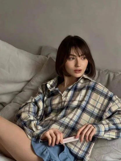 camicia a quadri oversize