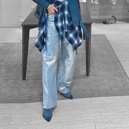 Pantaloni in Denim lucido metallizzato