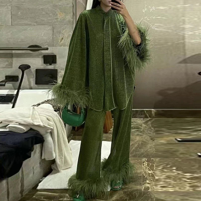 coordinato glitter plume