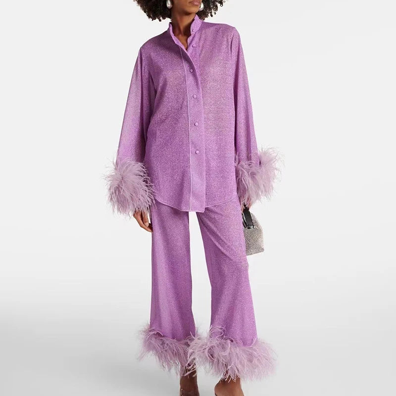 coordinato glitter plume