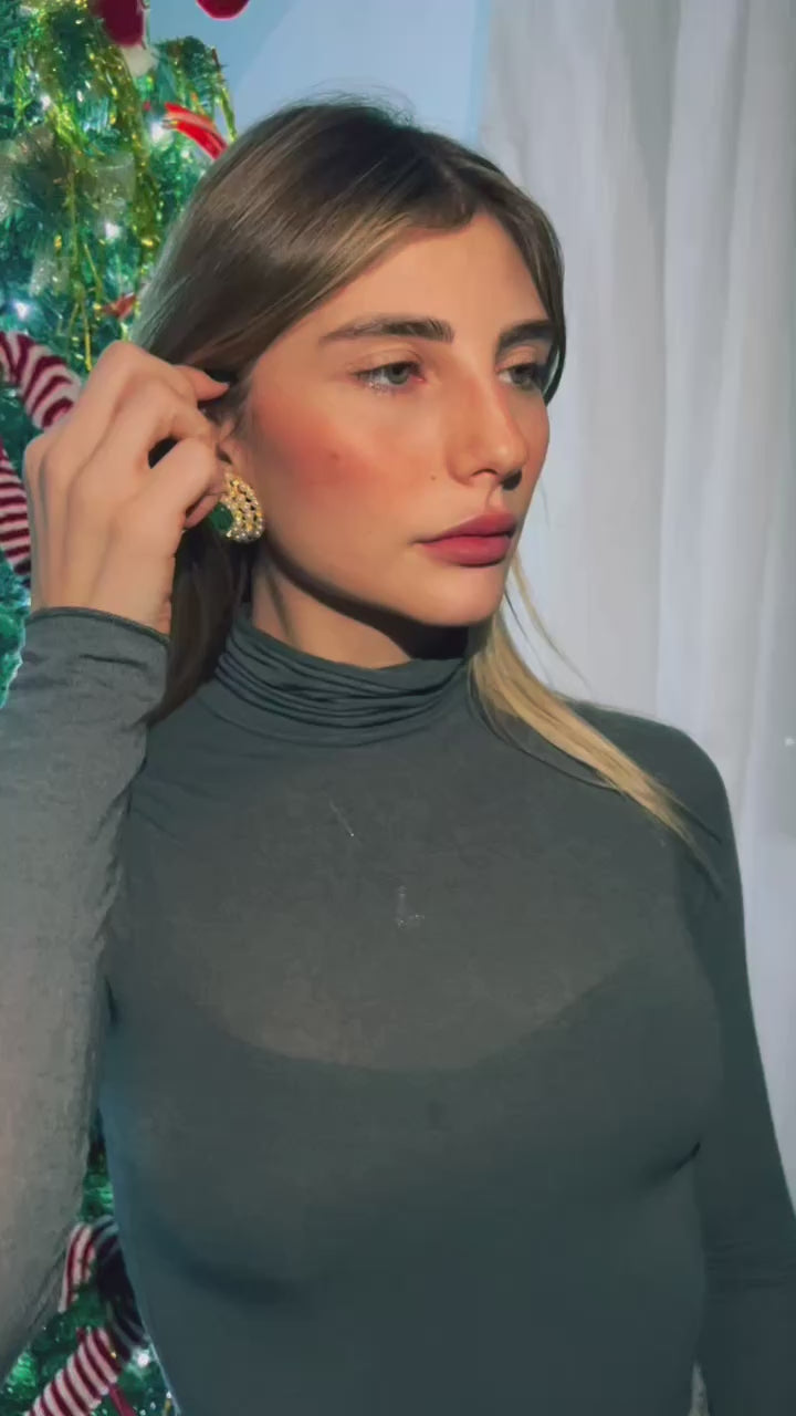 orecchini  perla smeraldo