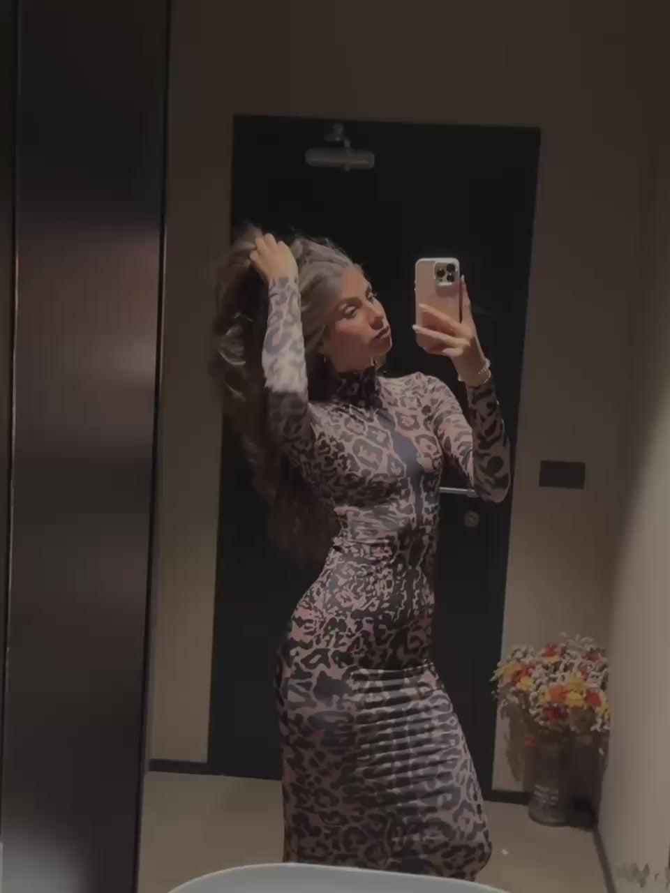 abito lungo leopardato