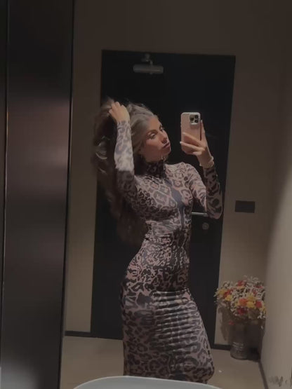 abito lungo leopardato